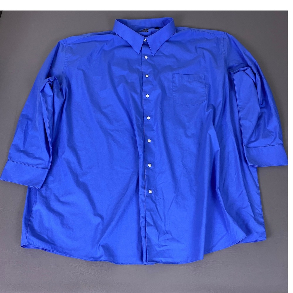 Van Heusen‎ Dress Shirt 22 35/36 Tall Men's Royal Blue Wrinkle Free Long Sleeve